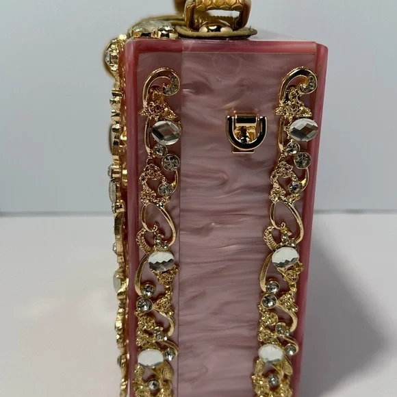 Elegant Pink and Gold Women's Handbag - Picture 4 of 5